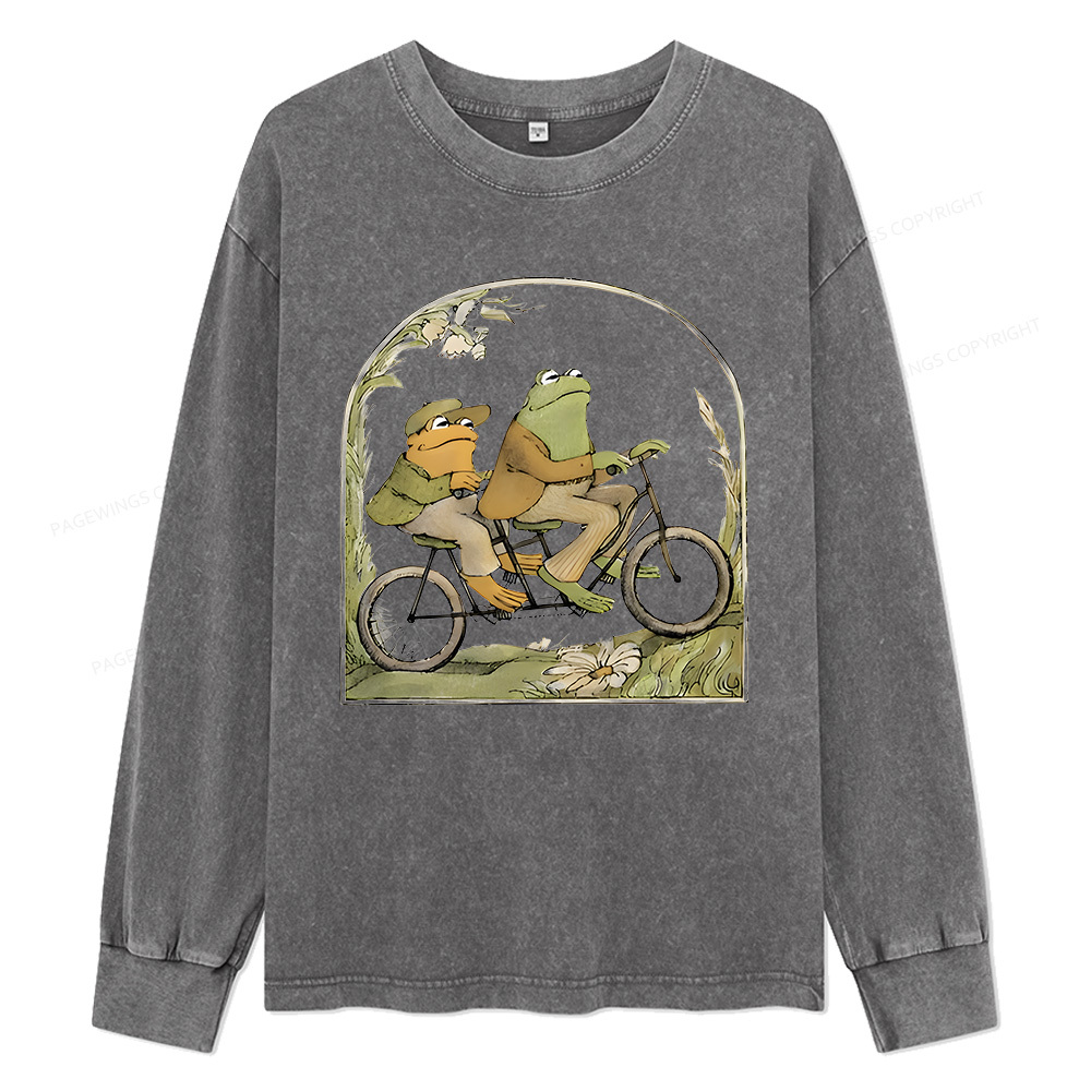 Pagewings Frog And Toad Book Vintage Unisex Washed Long Sleeve T-shirt
