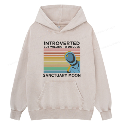 Pagewings Introverted But Willing to Discuss Sanctuary Moon Unisex Washed Hoodie