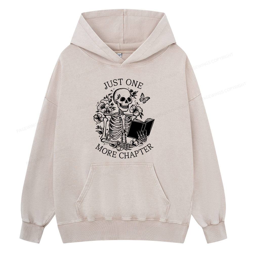 Pagewings One More Chapter Skeleton Unisex Washed Hoodie