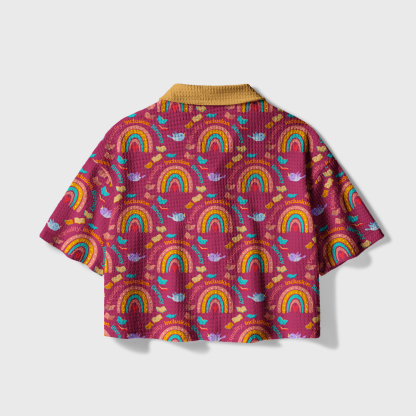 Pagewings Equality Rainbow Camp Collar Boxy Fit Unisex Crochet Shirt