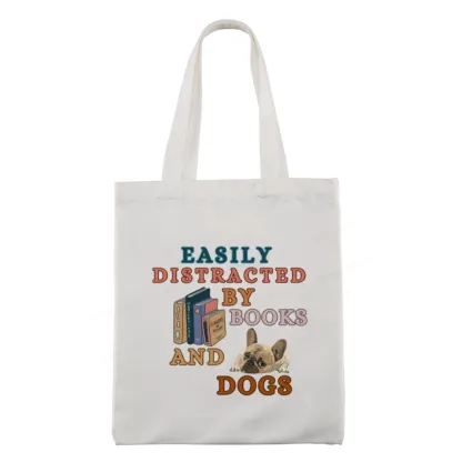 Pagewings Easily Distracted By Books And Dogs Tote Bag