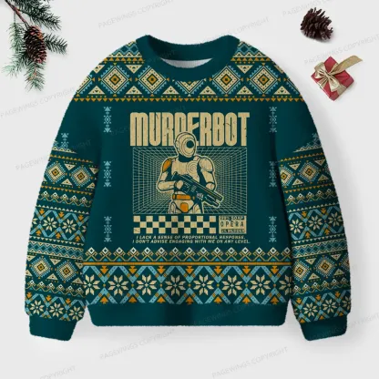 Pagewings Murderbot Unisex Ugly Knit Sweatshirt