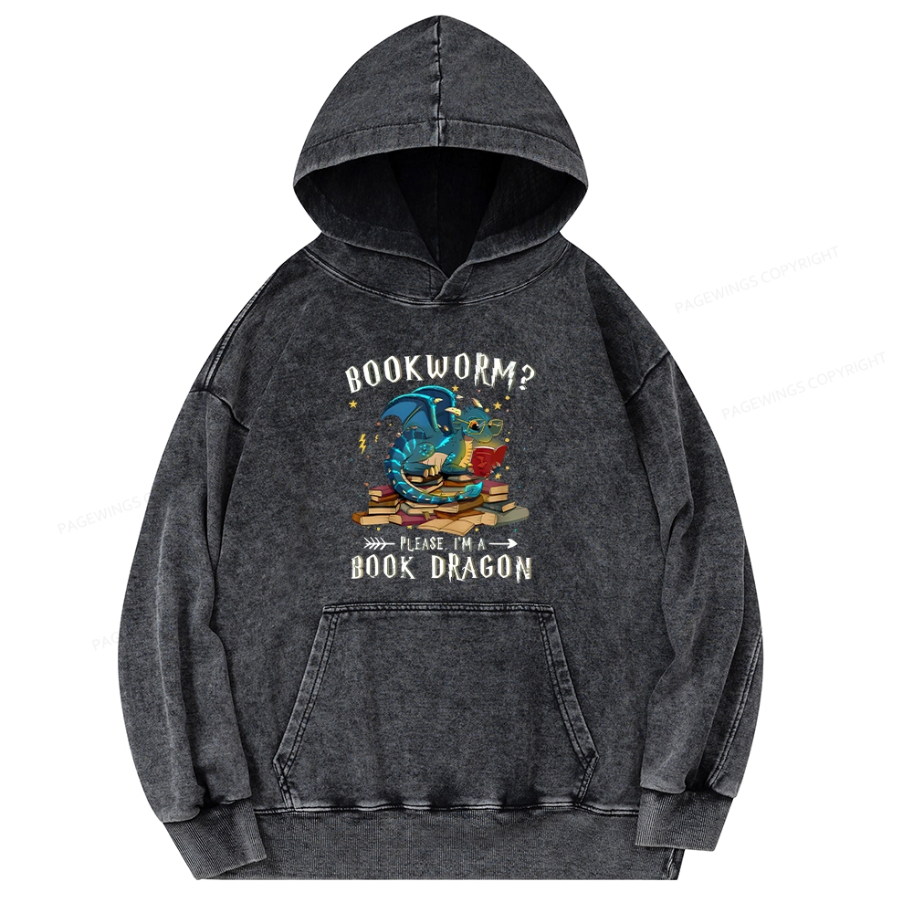 Pagewings Dragon Book Unisex Washed Hoodie
