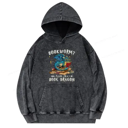 Pagewings Dragon Book Unisex Washed Hoodie