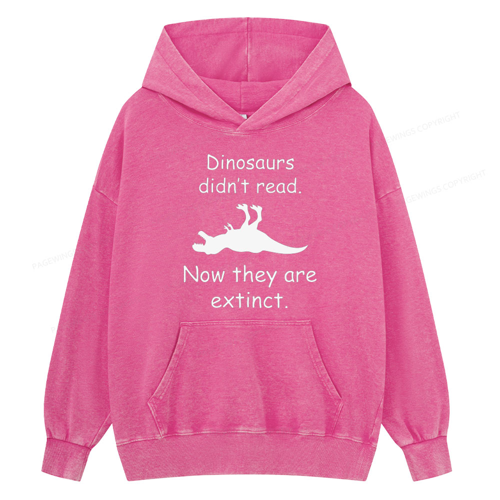 Pagewings Dinosaurs Didn't Read  Unisex Washed Hoodie