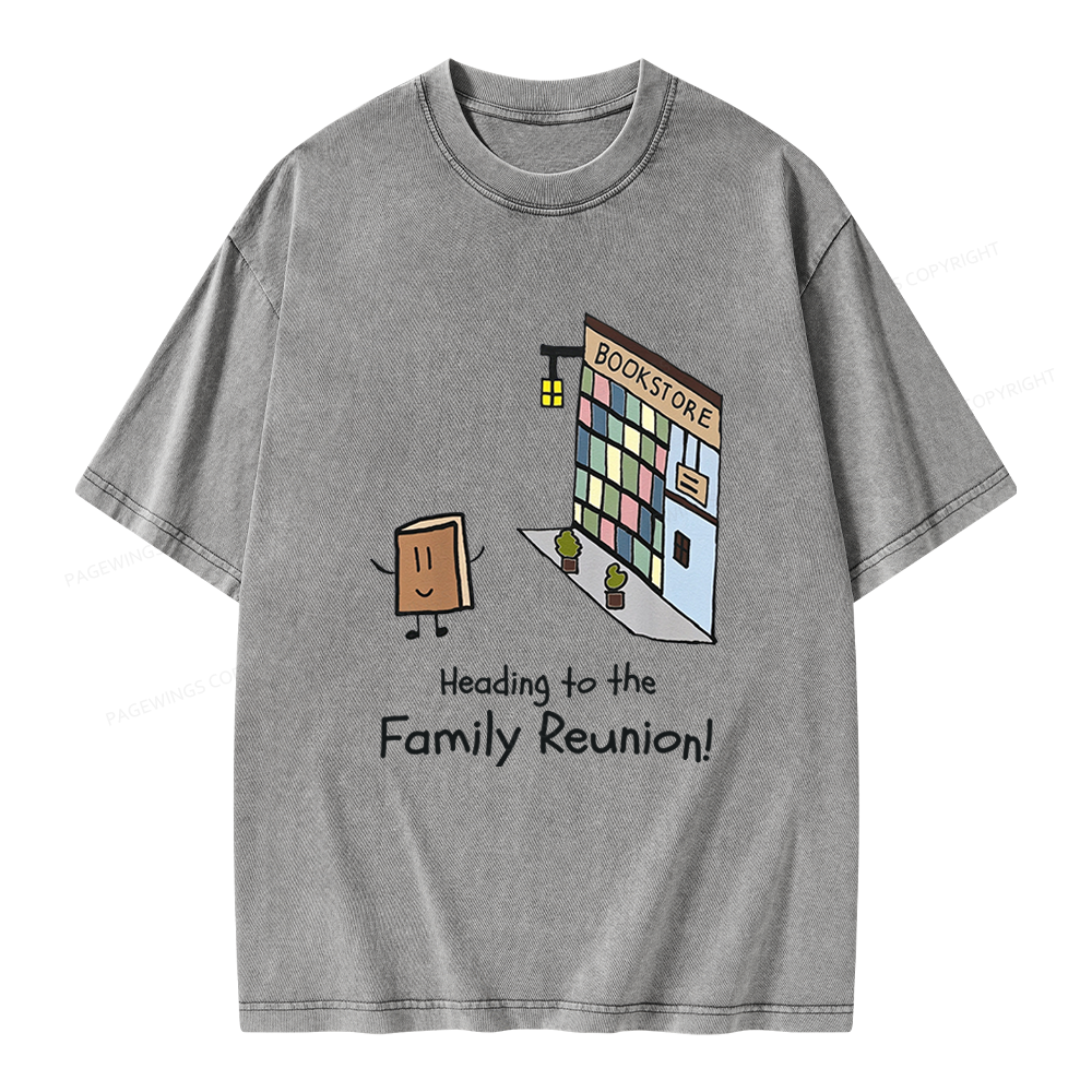 Pagewings Funny Bookstore Family Unisex Washed T-shirt
