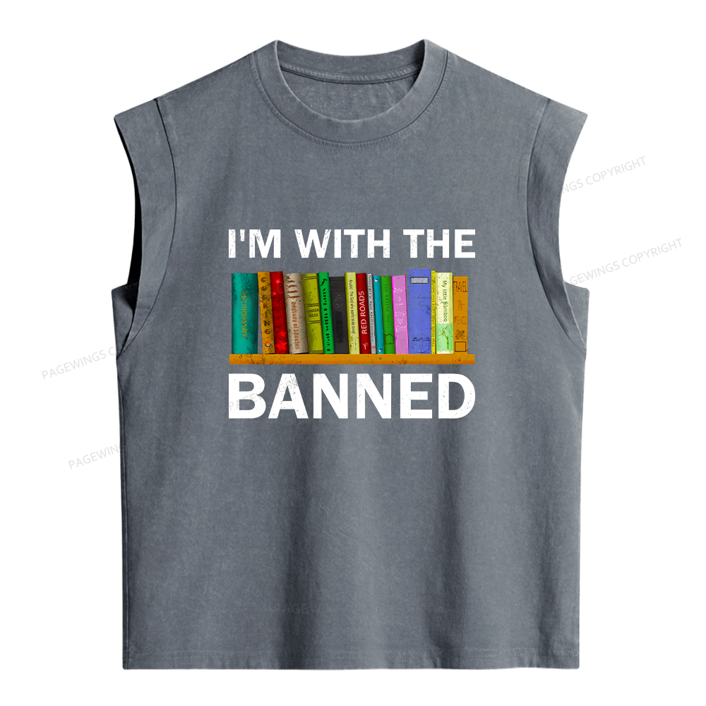 Pagewings I'm With The Banned Women's Washed Tank Top