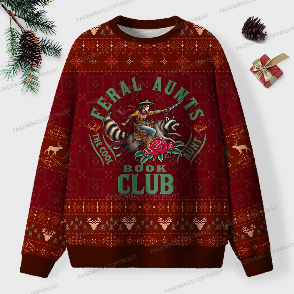 Pagewings Feral Aunts Book Club Unisex Ugly Knit Sweatshirt
