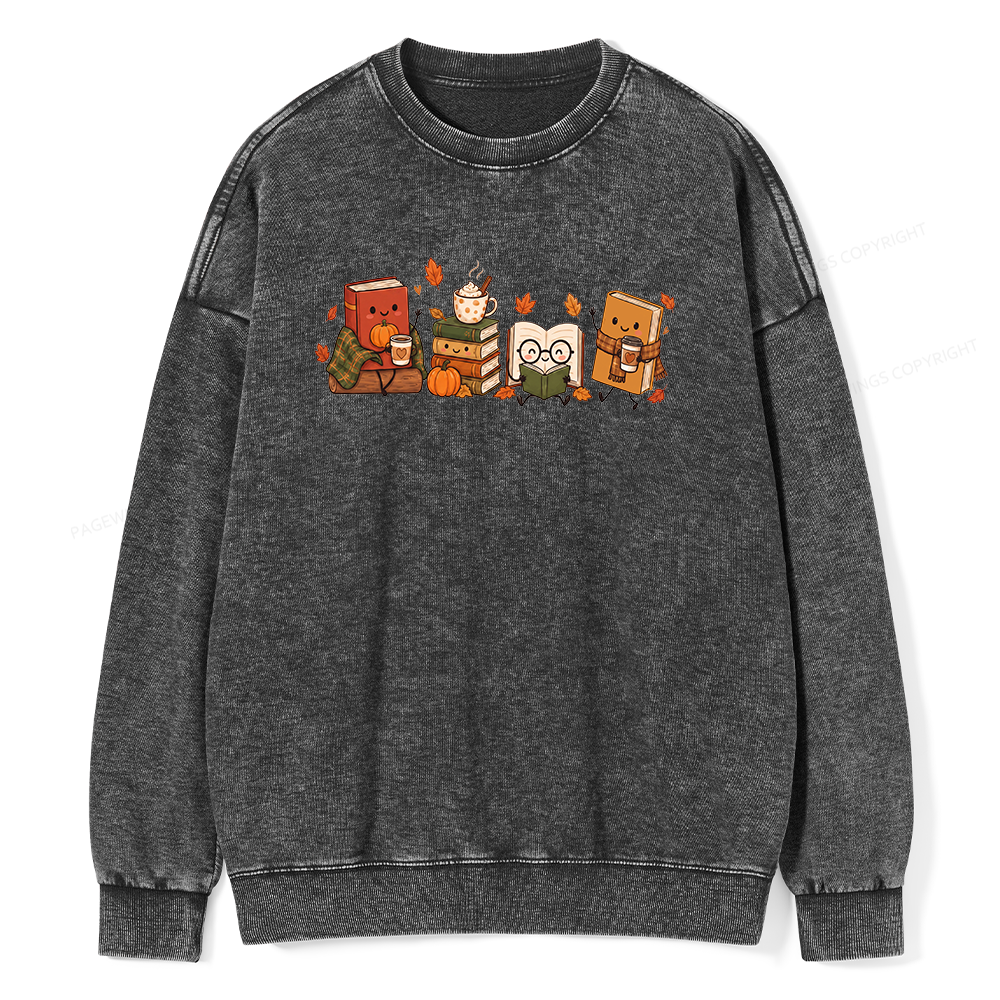 Pagewings Cozy Book Lover Unisex Washed Sweatshirt
