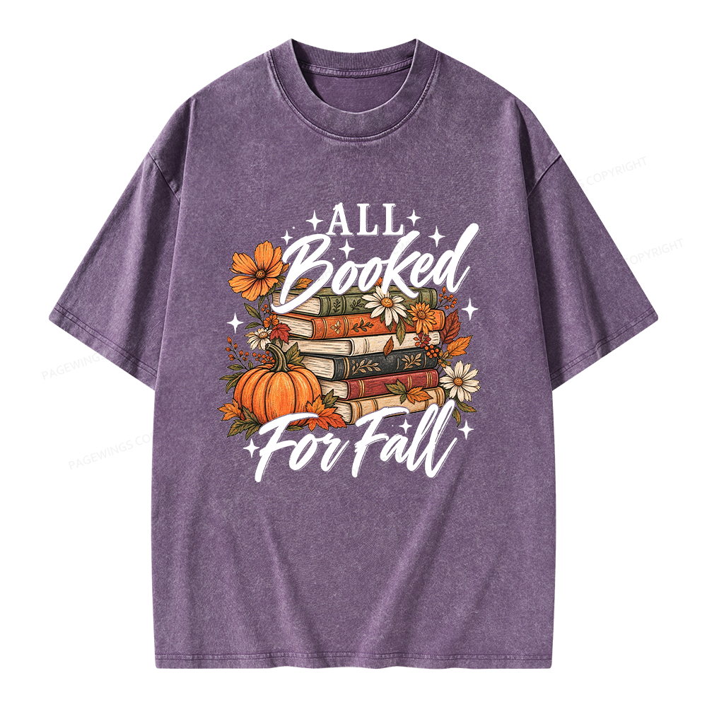 Pagewings Booked For Fall Pumpkin Unisex Washed T-shirt