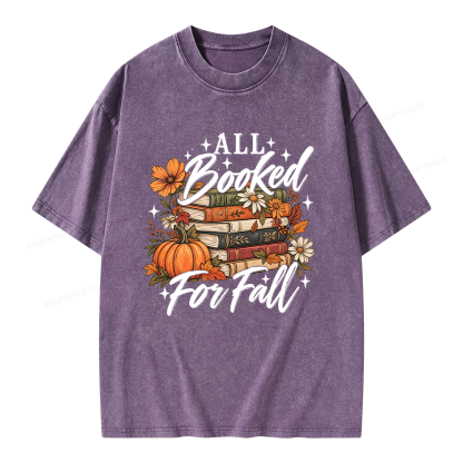 Pagewings Booked For Fall Pumpkin Unisex Washed T-shirt