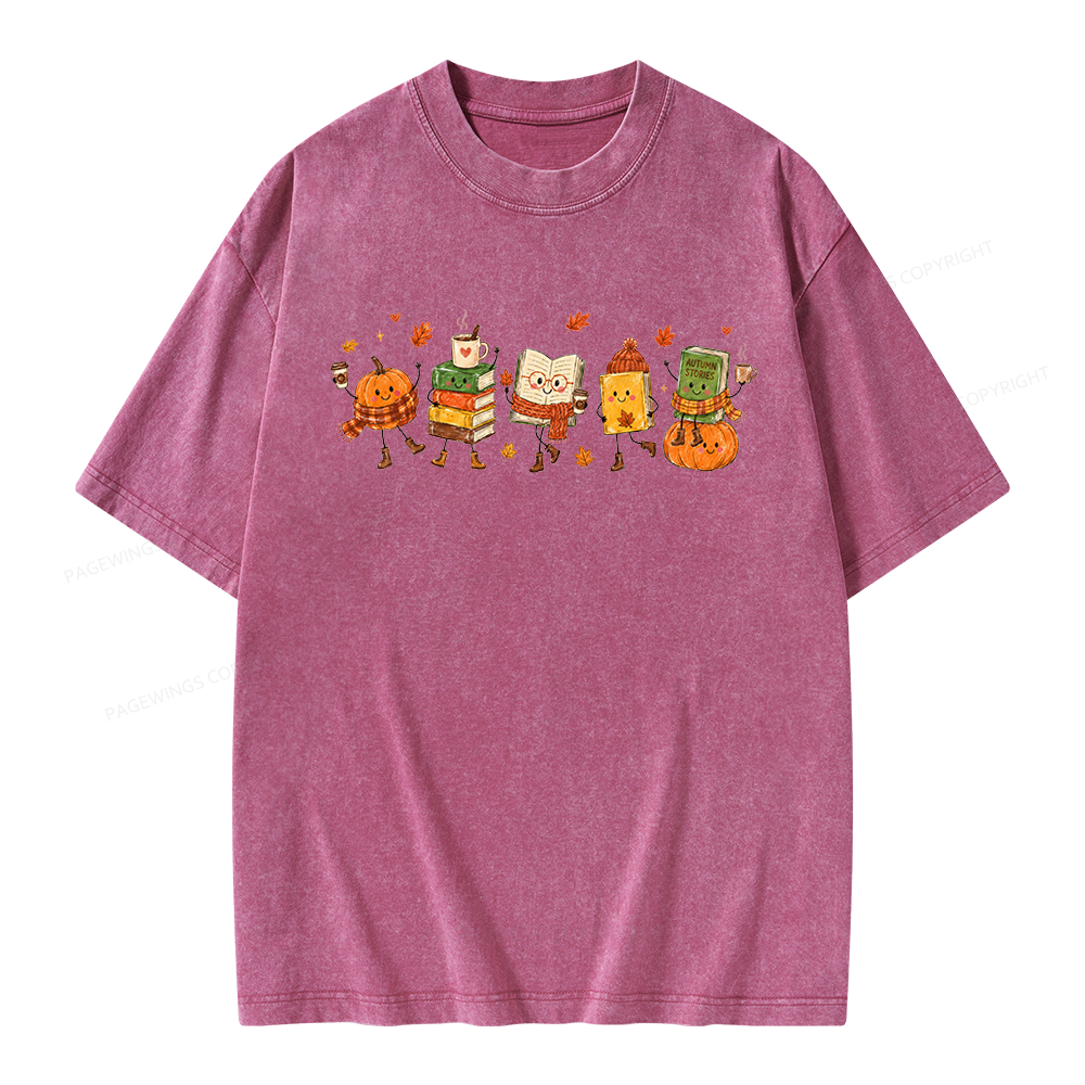 Pagewings All Booked For Fall Unisex Washed T-shirt