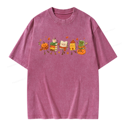 Pagewings All Booked For Fall Unisex Washed T-shirt
