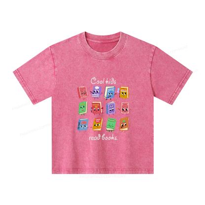 Pagewings Cool Kids Read Books Unisex Kids Washed T-shirt