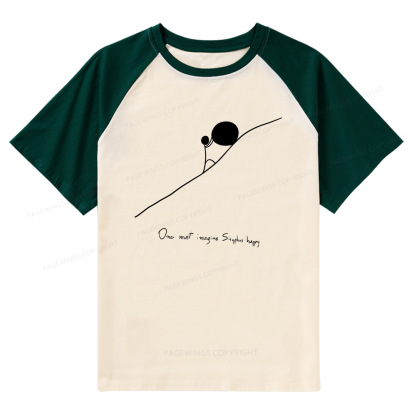 Pagewings One Must Imagine Sisyphus Happy Raglan T-shirt