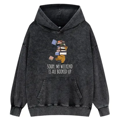 Pagewings Weekend Booked Up Unisex Washed Hoodie