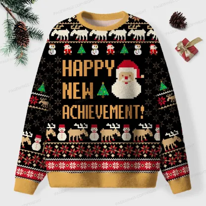 Pagewings Happy New Achievement Unisex Ugly Knit Sweatshirt
