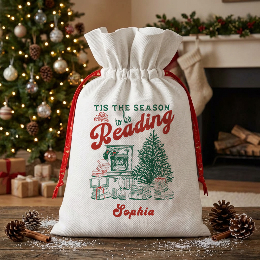 Pagewings Personalized Tis The Season to be Reading Christmas Santa Sack