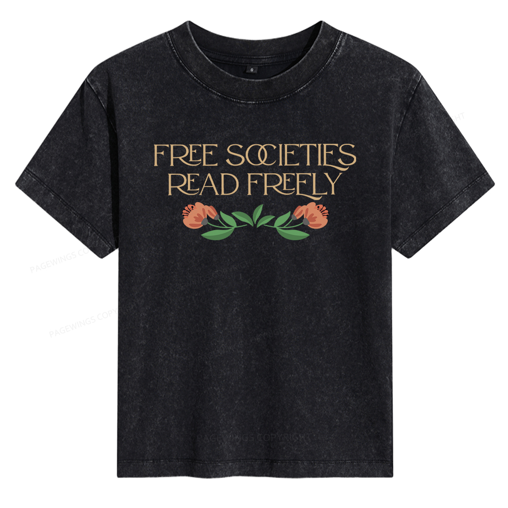 Pagewings Free Societies Read Freely Women's Washed T-shirt