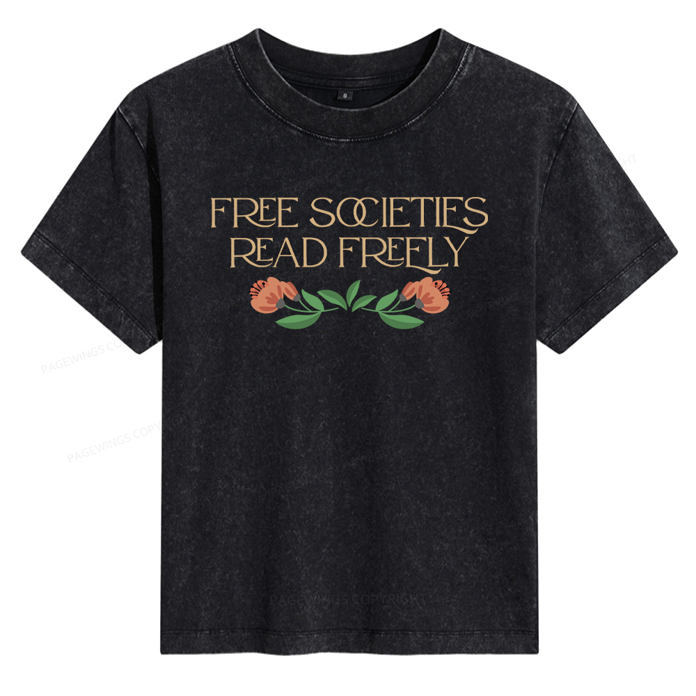 Pagewings Free Societies Read Freely Women's Washed T-shirt