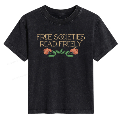 Pagewings Free Societies Read Freely Women's Washed T-shirt