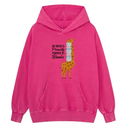 Pagewings My Brain Is Proudly Powered By Books Unisex Washed Hoodie