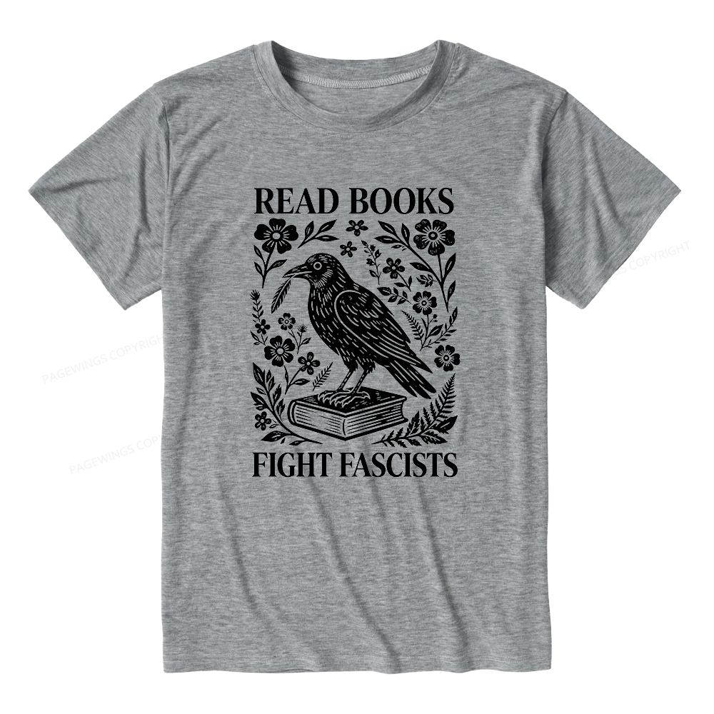 Pagewings Read Books Fight Fascists Unisex Heather T-Shirt