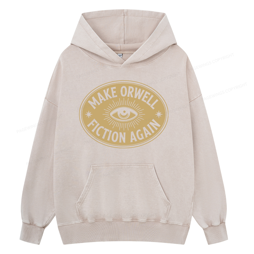 Pagewings Make Orwell Fiction Again Unisex Washed Hoodie