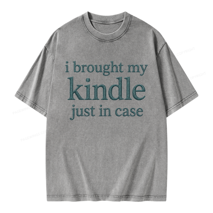 Pagewings Embroidered I Brought My Kindle Unisex Washed T-shirt
