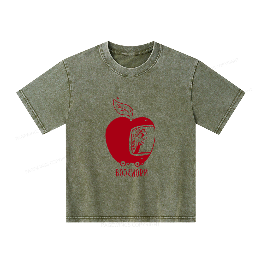 Pagewings Worm Driving Car Unisex Kids Washed T-shirt