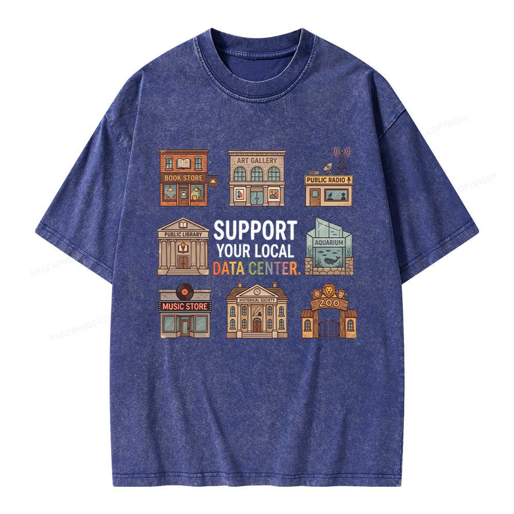 Pagewings Support Your Local Data Center Unisex Washed T-shirt