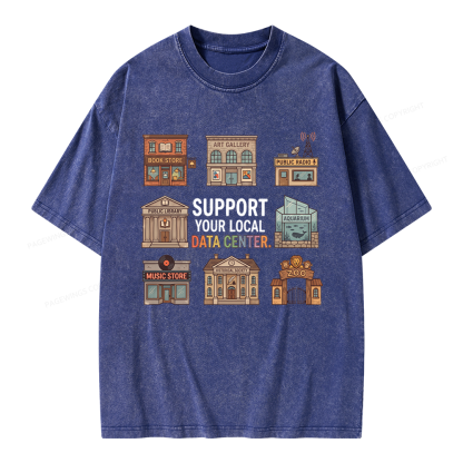 Pagewings Support Your Local Data Center Unisex Washed T-shirt