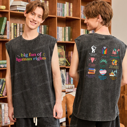 Pagewings Big Fan Of Human Rights Unisex Washed Tank Top
