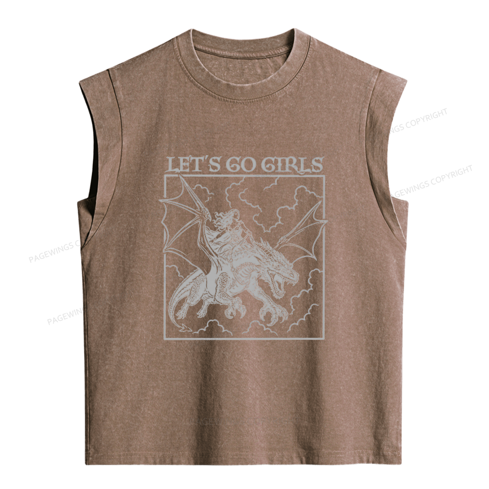 Pagewing Retro Dragon Rider Women's Washed Tank Top