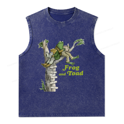 Pagewings Frog and Toad Old Book Unisex Washed Tank Top