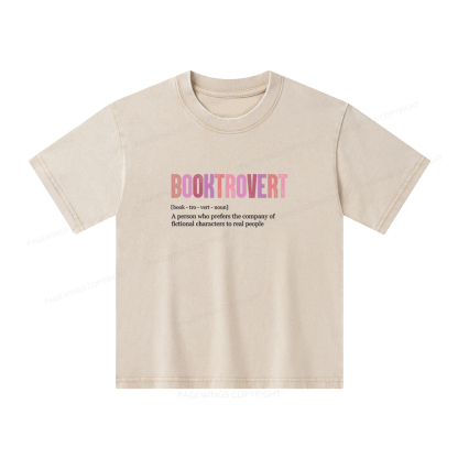 Pagewings Funny Book Lover Unisex Kids Washed T-shirt