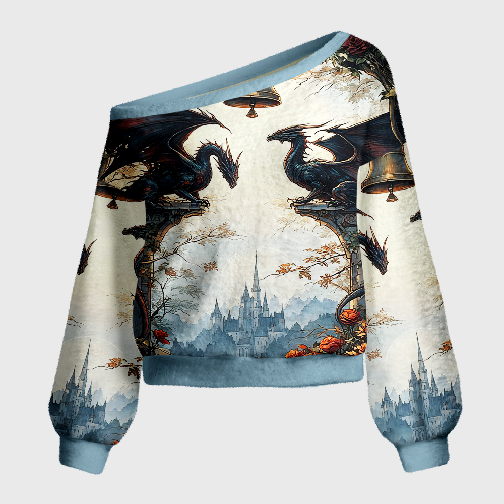 Pagewings Fantasy Bookish Off Shoulder Ugly Knit Sweater