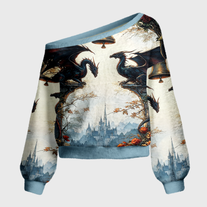 Pagewings Fantasy Bookish Off Shoulder Ugly Knit Sweater