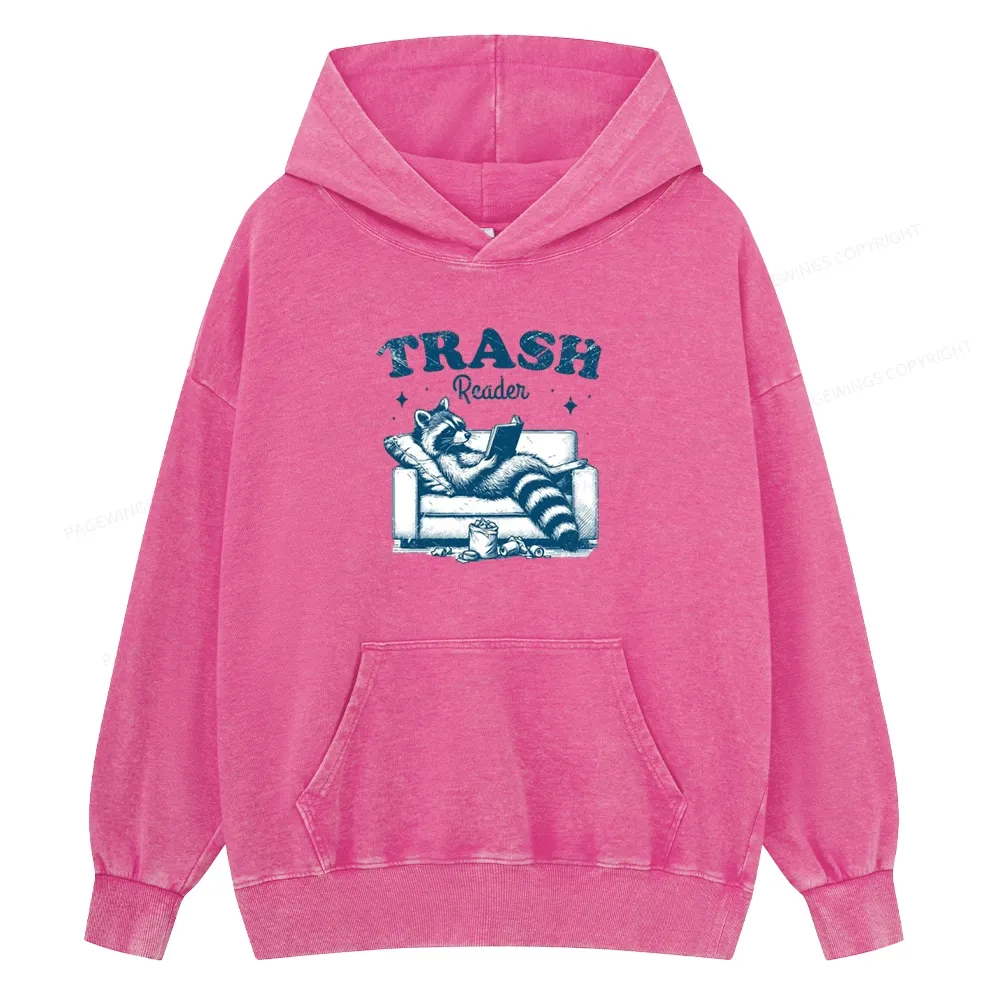 Pagewings Trash Reader Unisex Washed Hoodie