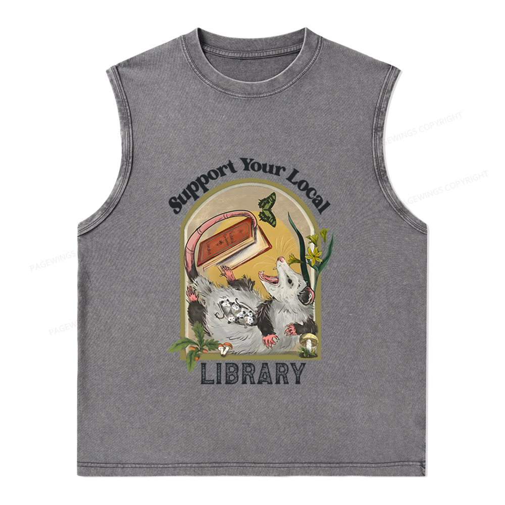 Pagewings Library Readers Make Leaders Jersey Short Sleeve Unisex Washed Tank Top