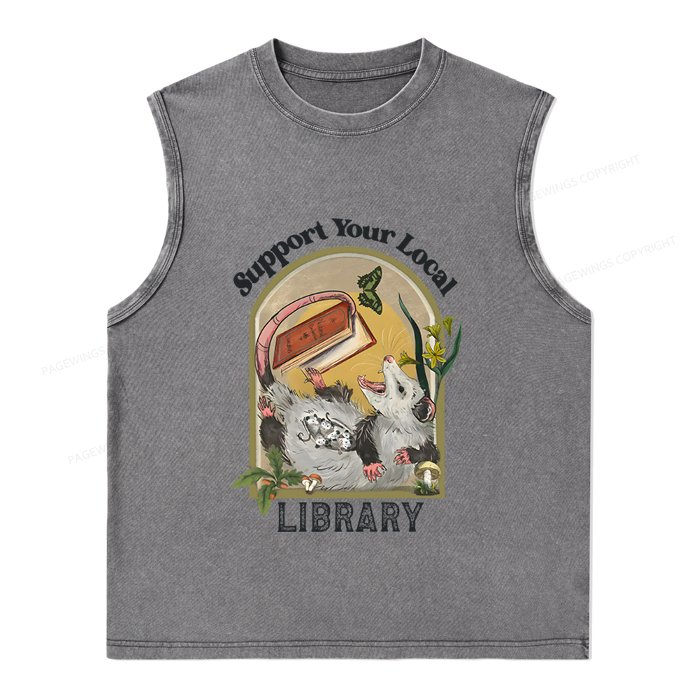 Pagewings Library Readers Make Leaders Jersey Short Sleeve Unisex Washed Tank Top