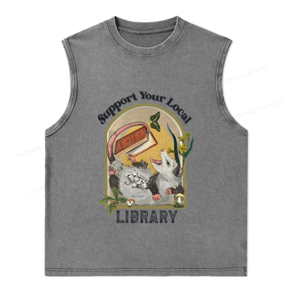 Pagewings Library Readers Make Leaders Jersey Short Sleeve Unisex Washed Tank Top