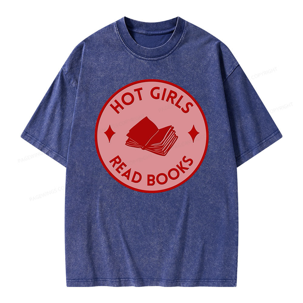 Pagewings Hot Girls Read Books Unisex Washed T-shirt