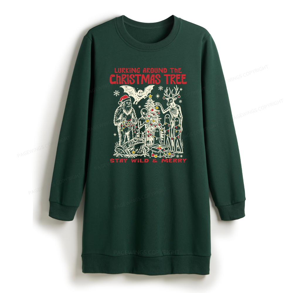 Pagewings Cryptid Creatures Christmas Sweatshirt Dress