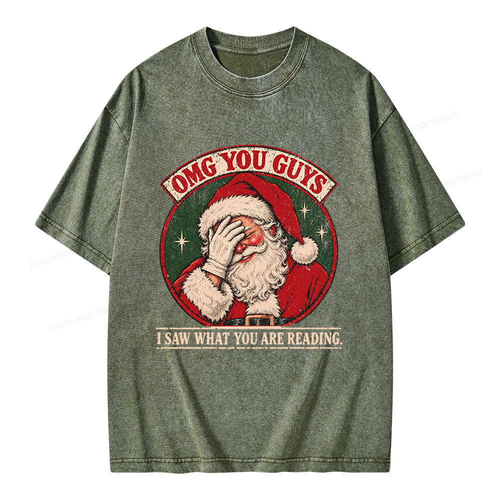 Pagewings Christmas OMG Guys Saw What Reading Unisex Washed T-shirt