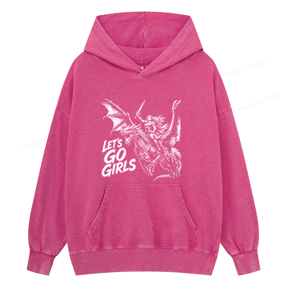 Pagewings Woman Dragon Rider Unisex Washed Hoodie