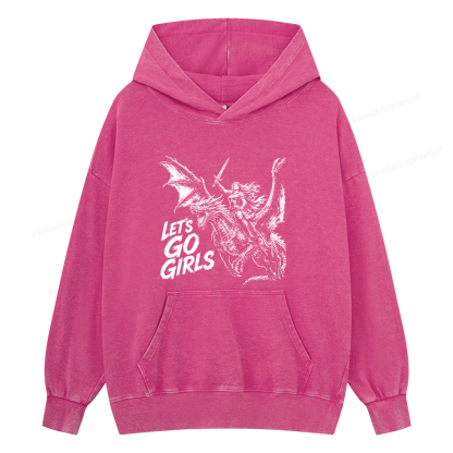 Pagewings Woman Dragon Rider Unisex Washed Hoodie