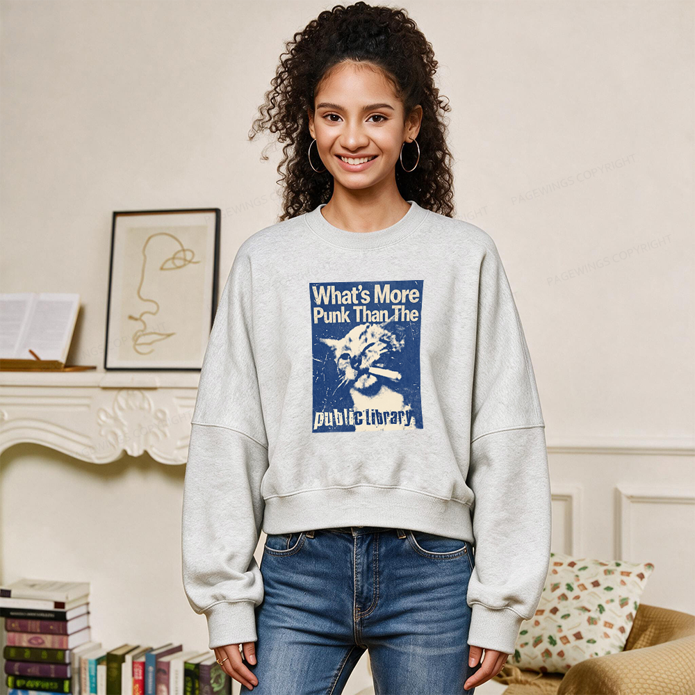 Pagewings What's More Punk Than The Public Library Fleece Crop Sweatshirt