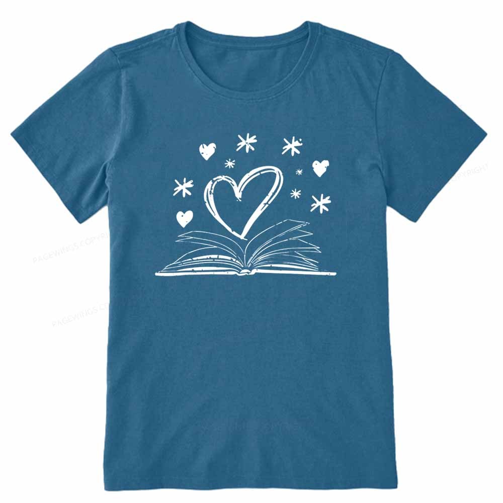 Pagewings Bookworm Librarian Valentines Day Book T-Shirt Unisex Classic T-shirt