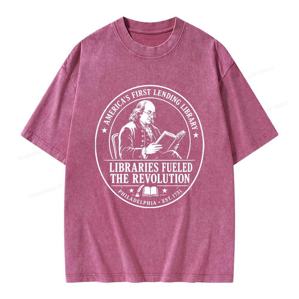 Pagewings Libraries Fueled the Revolution Unisex Washed T-shirt